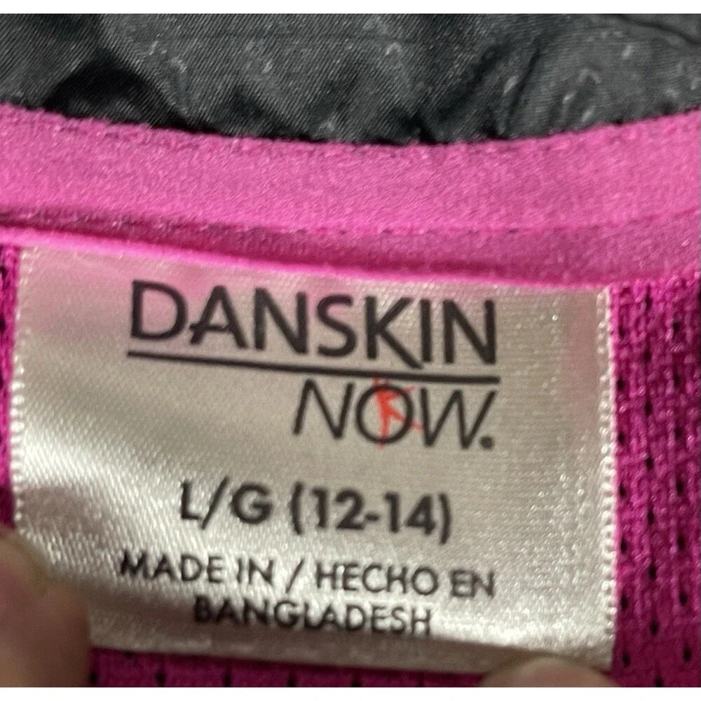 Danskin Now Women's Hooded Windbreaker Jacket Size L (12-14) Gray Pink Athletic